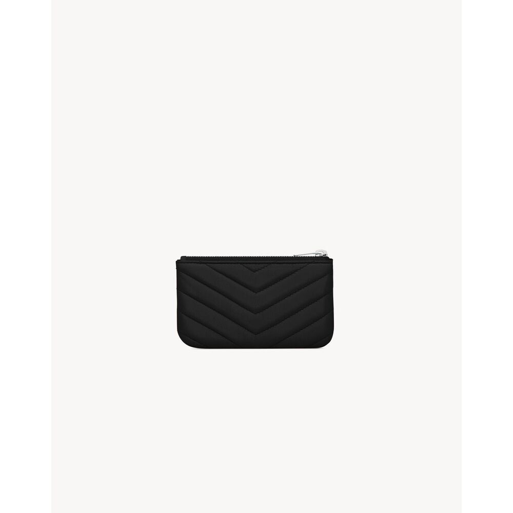 SAINT LAURENT CASSANDRE MATELASSÉ KEY POUCH IN SMOOTH LEATHER IN BLACK $450 - Picture 2 of 8